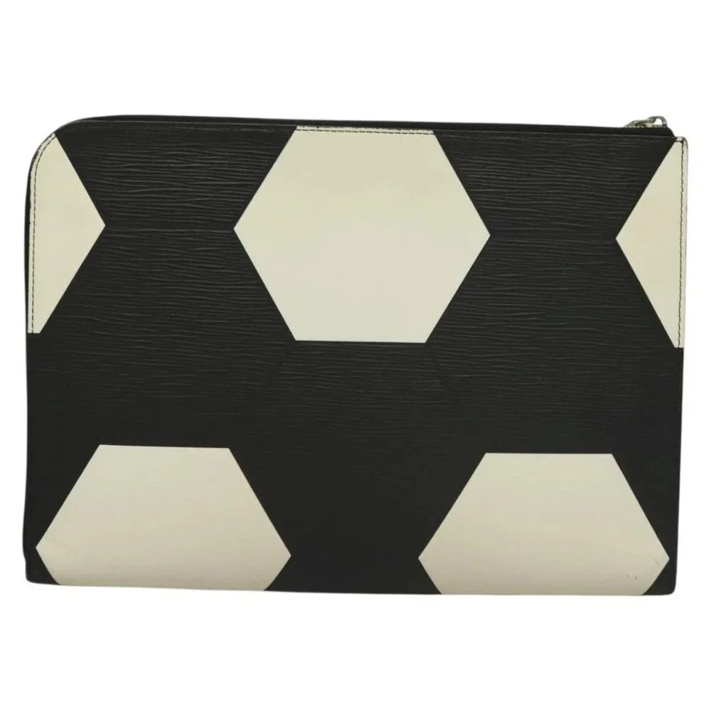 LOUIS VUITTON Epi Pochette Jules GM Clutch Bag Black White M63295 LV Auth 133695 - Picture 2 of 16